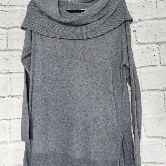 Caslon 3-in-1 Side Slit Convertible Cowl Neck Sweater Tunic Size Large Gray - Picture 3 of 12